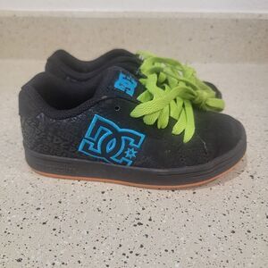 DC Kids Skate Shoe (Youth), Black/Blue/Green, Size 13.5Y